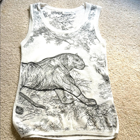 DIOR Cashmere embroidered tank top (Please read note) - Picture 1 of 7